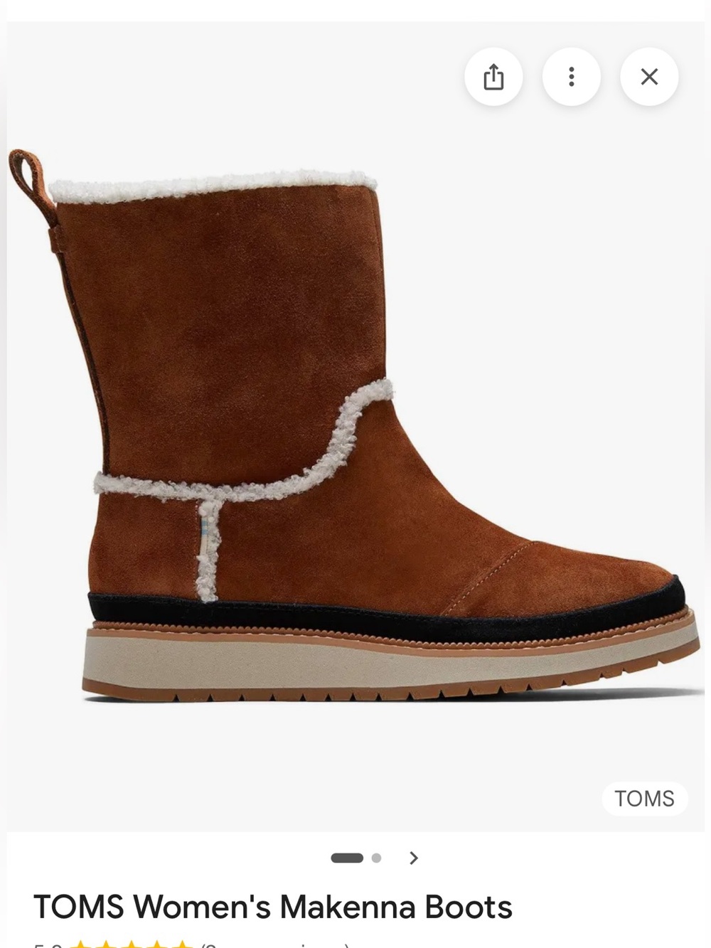 Toms Brown Suede Faux Shearling-Trim McKenna Winter Boot